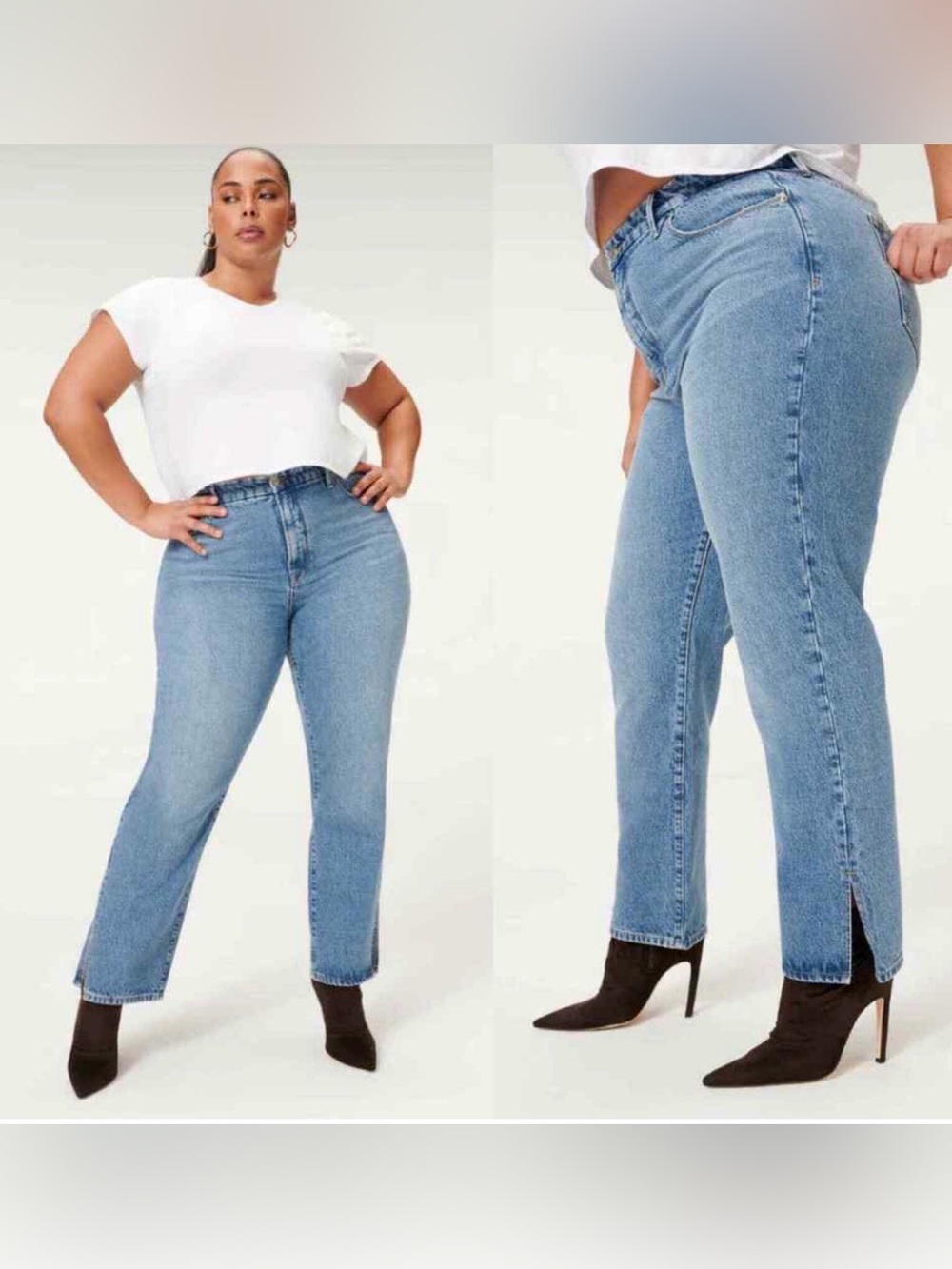 Good American Good Boy Ankle Slit Blue 941 Jeans Size 15